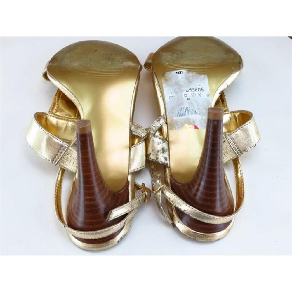 Carlos‎ Santos Women Gladiator Sandals Size 6.5 Gold Synthetic Caliente